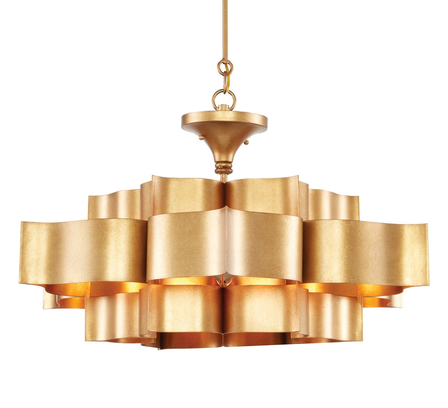 Six Light Chandelier from the Grand collection in Antique Gold Leaf finish