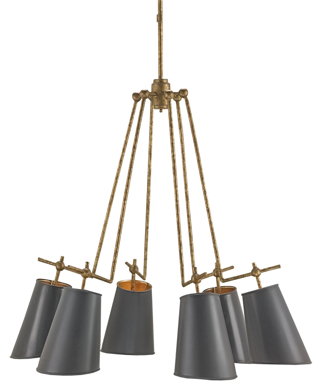 Six Light Chandelier from the Jean-Louis collection in Old Brass/Marbella Black/Contemporary Gold Leaf finish