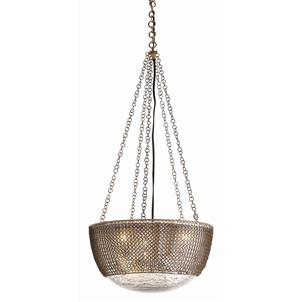 Three Light Pendant from the Chainmail collection in Antique Brass finish