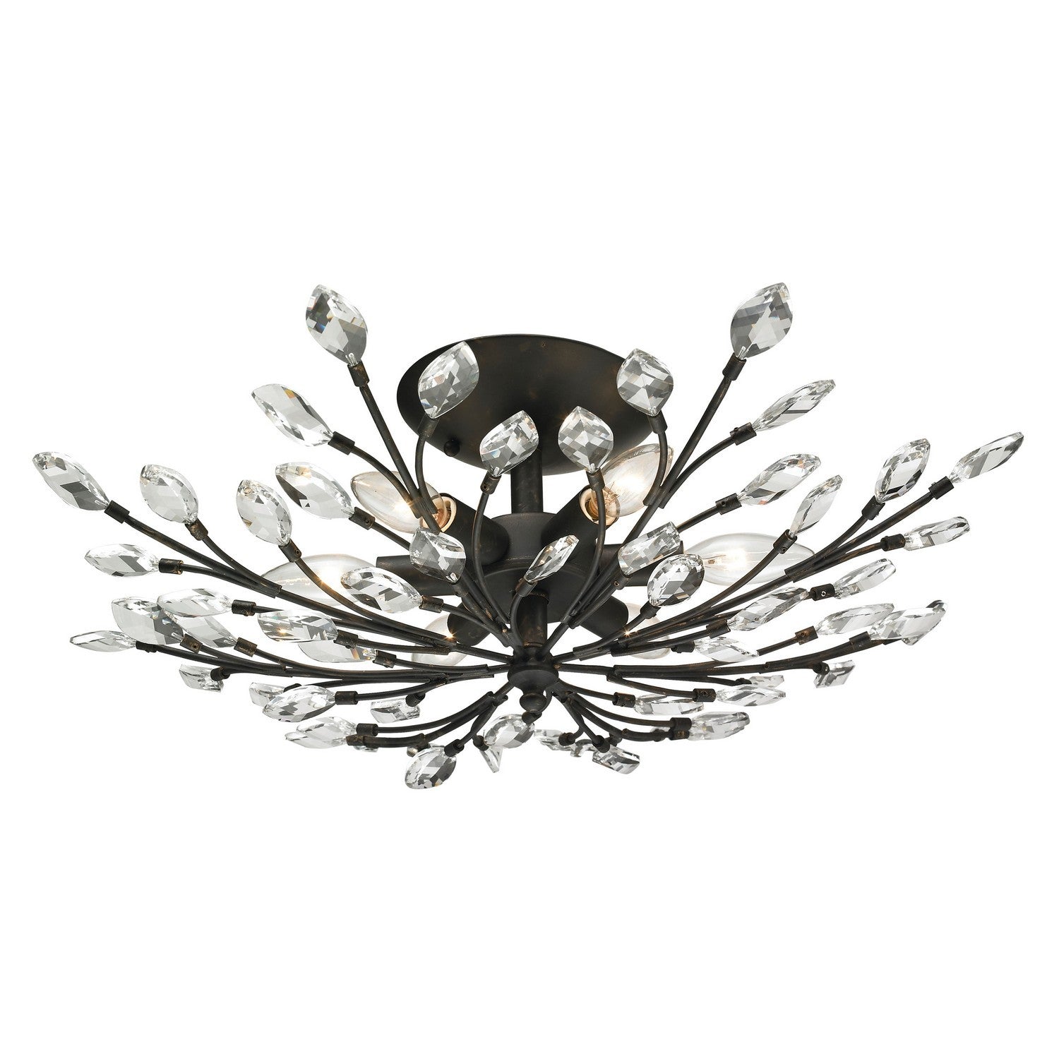 ELK Home - 11772/6 - Six Light Semi Flush Mount - Crystal Branches - Burnt Bronze