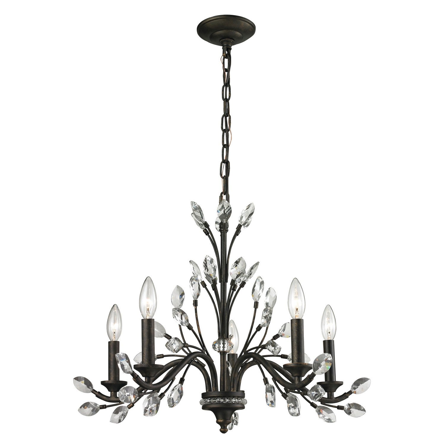 ELK Home - 11775/5 - Five Light Chandelier - Crystal Branches - Burnt Bronze