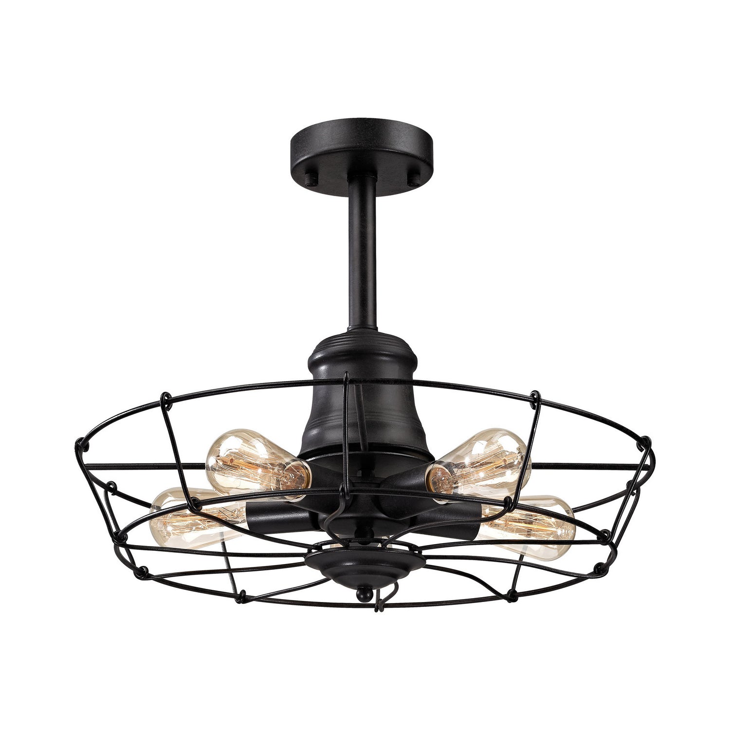 ELK Home - 14259/5 - Five Light Semi Flush Mount - Glendora - Wrought Iron Black