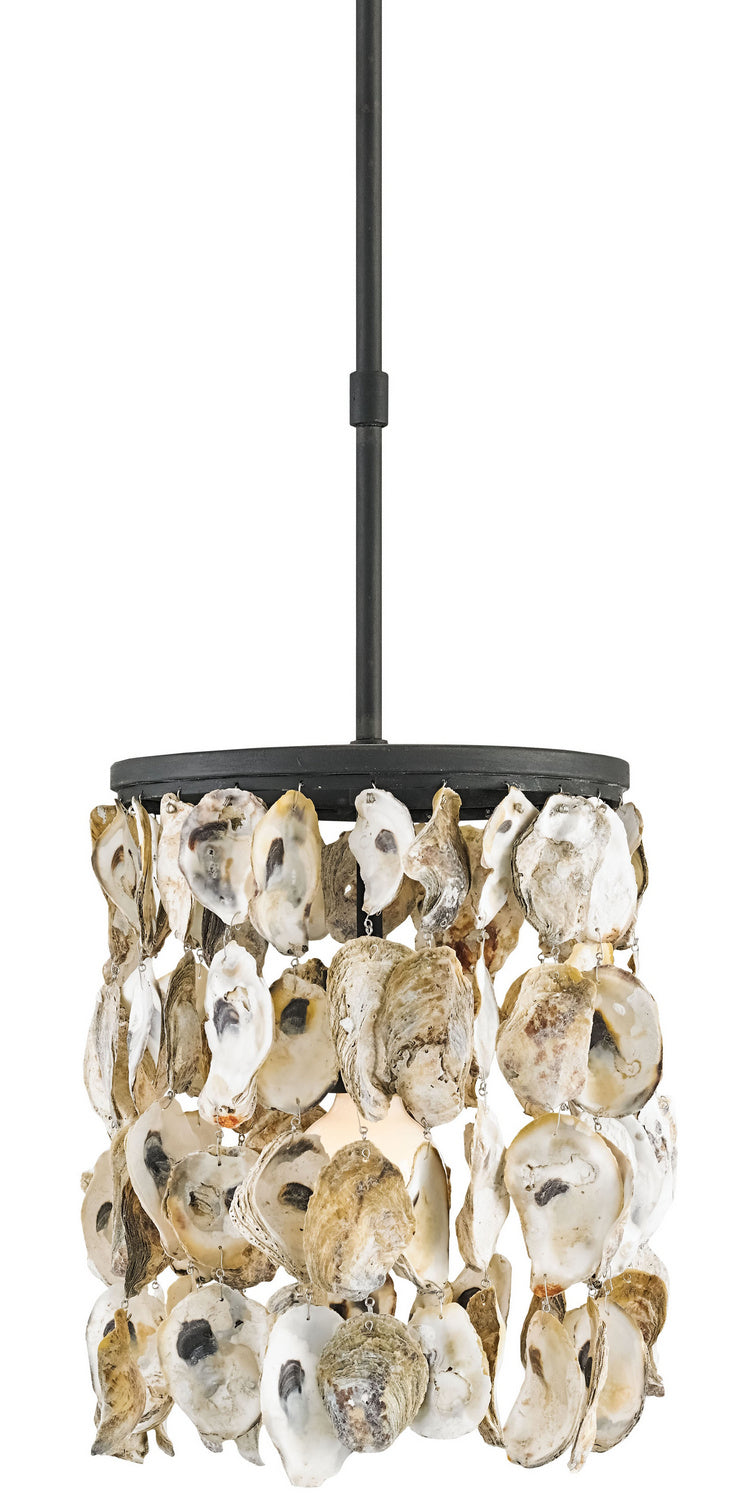 One Light Pendant from the Stillwater collection in Blacksmith/Natural finish