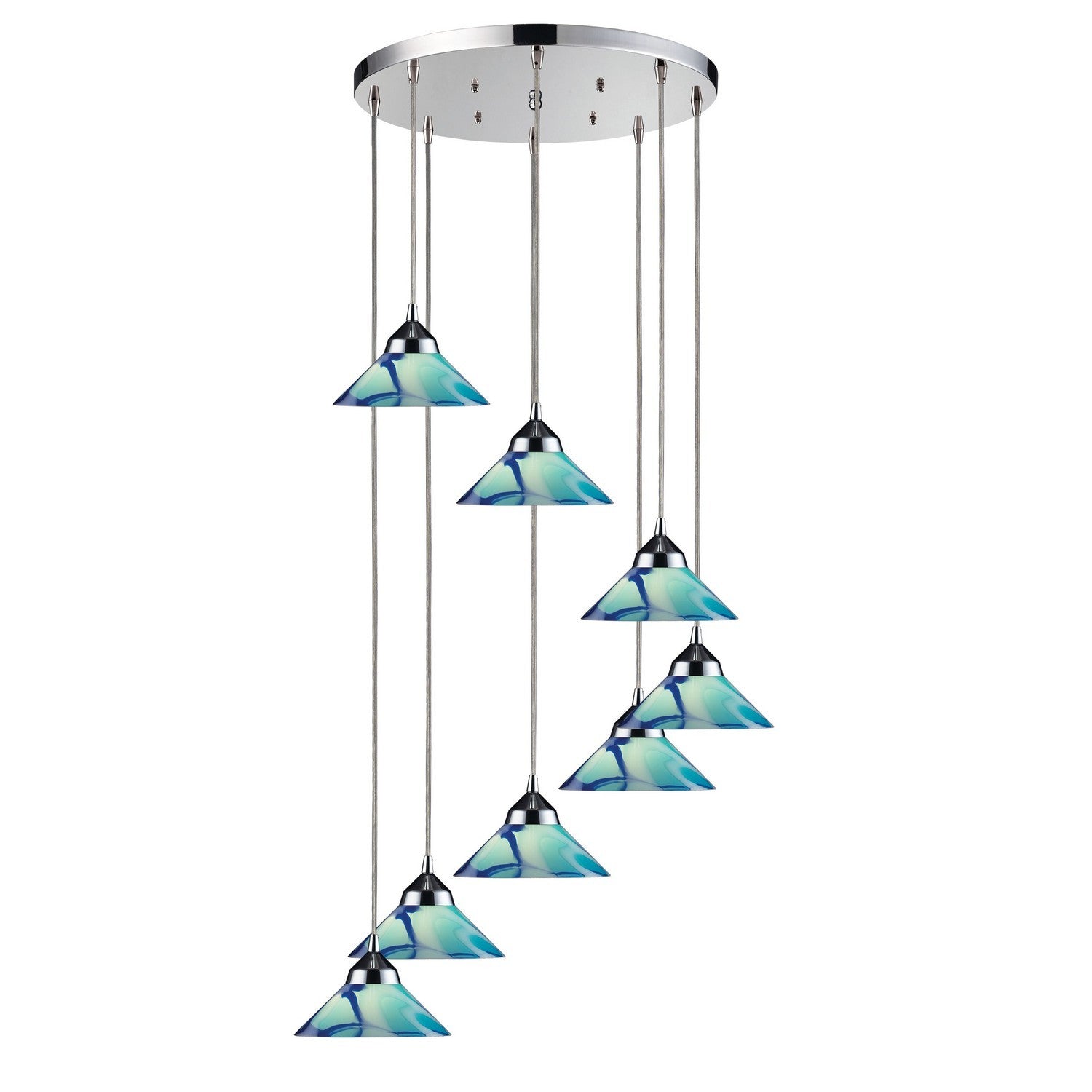 ELK Home - 1477/8R-CAR - Eight Light Pendant - Refraction - Polished Chrome