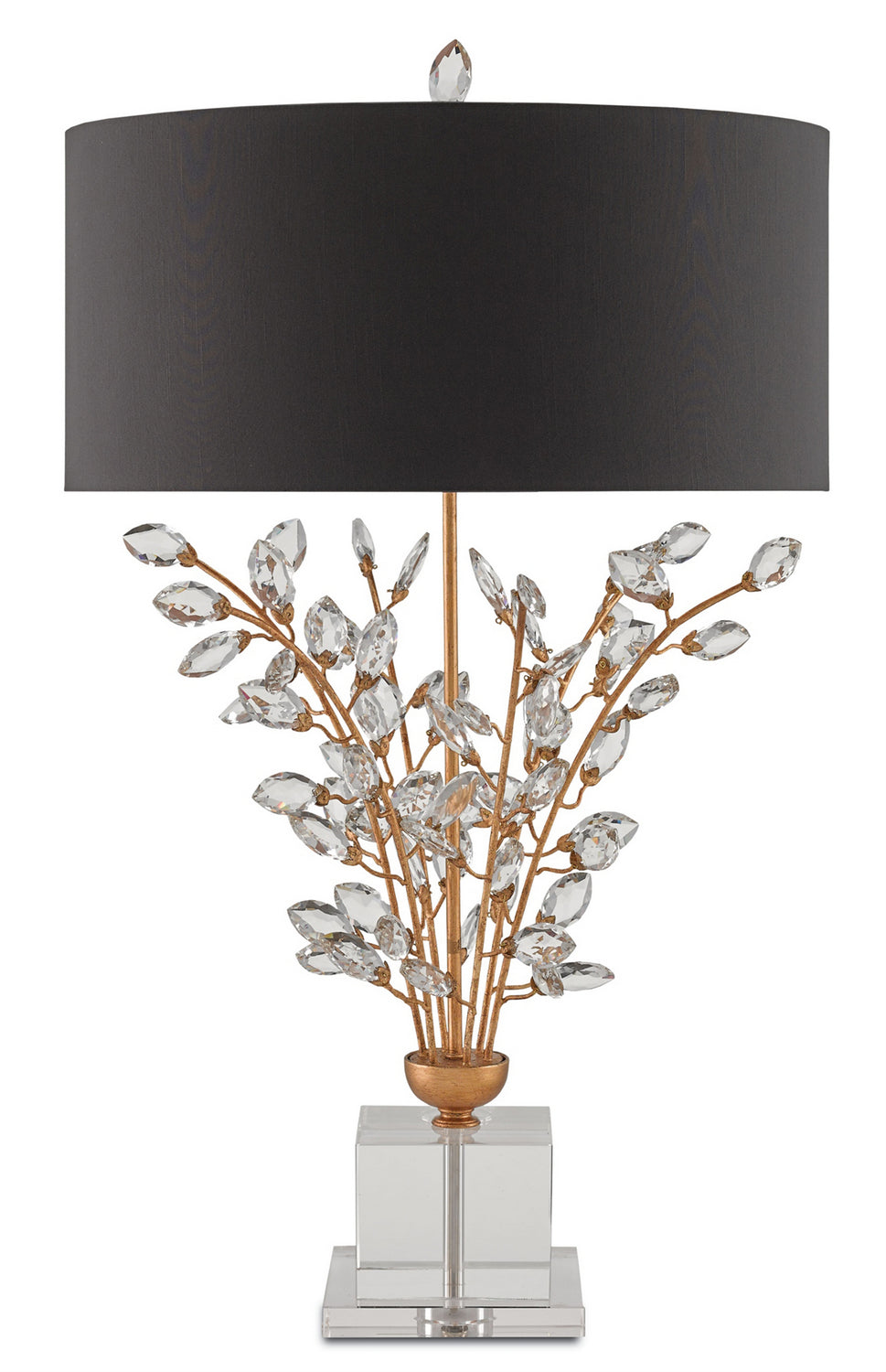 Two Light Table Lamp from the Forget-Me-Not collection in Chinois Gold Leaf/Clear finish