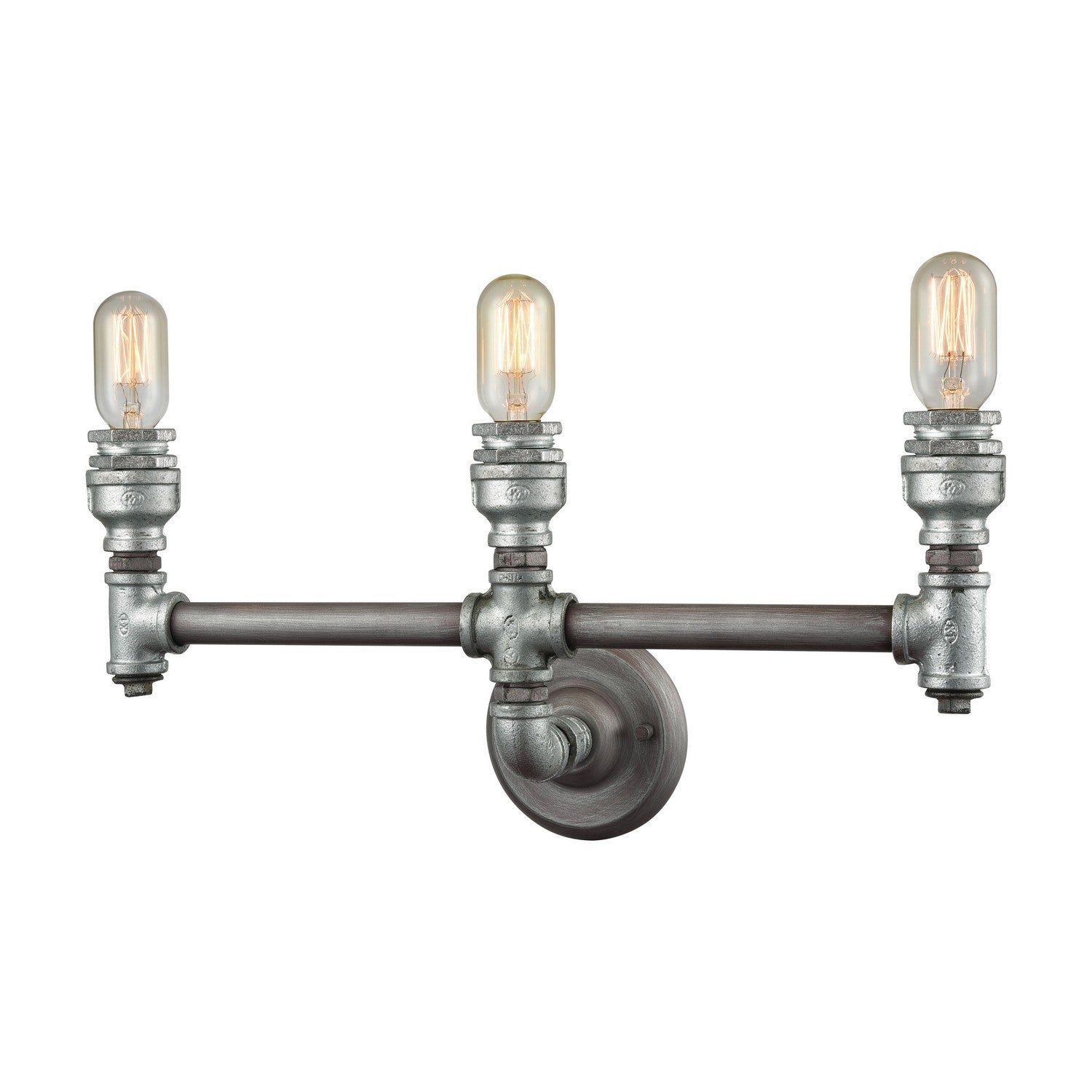 ELK Home - 10684/3 - Three Light Vanity - Cast Iron Pipe - Weathered Zinc