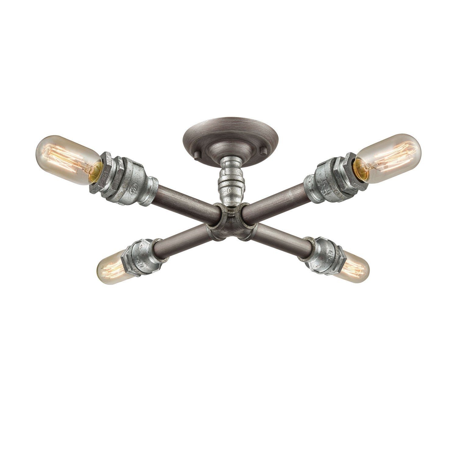 ELK Home - 10686/4 - Four Light Semi Flush Mount - Cast Iron Pipe - Weathered Zinc