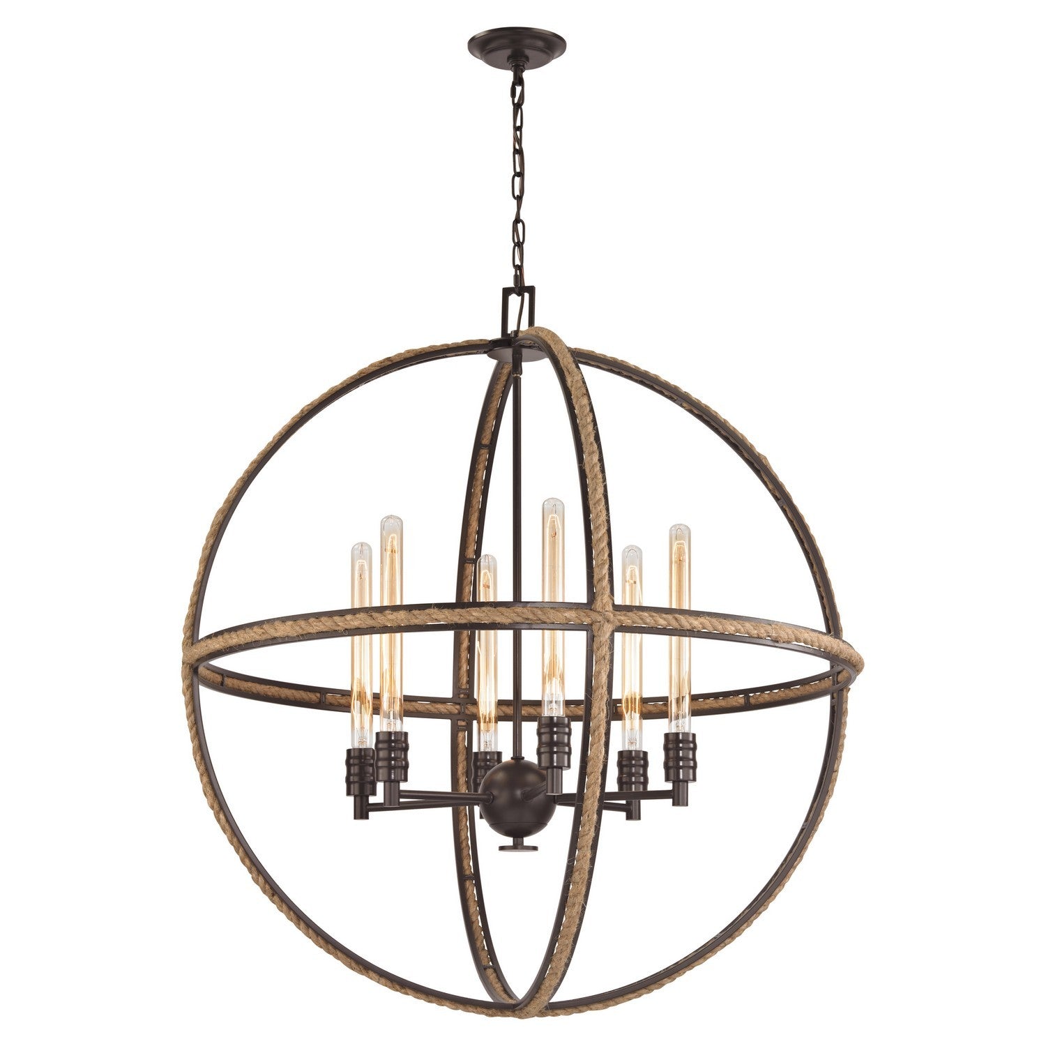 ELK Home - 63066-6 - Six Light Chandelier - Natural Rope - Oil Rubbed Bronze