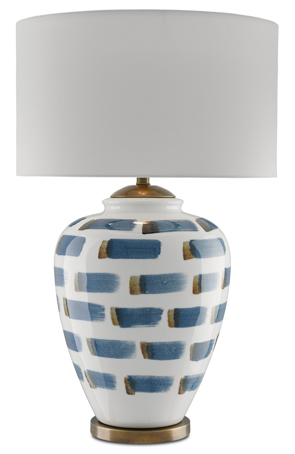 One Light Table Lamp from the Brushstroke collection in White/Blue/Antique Brass finish