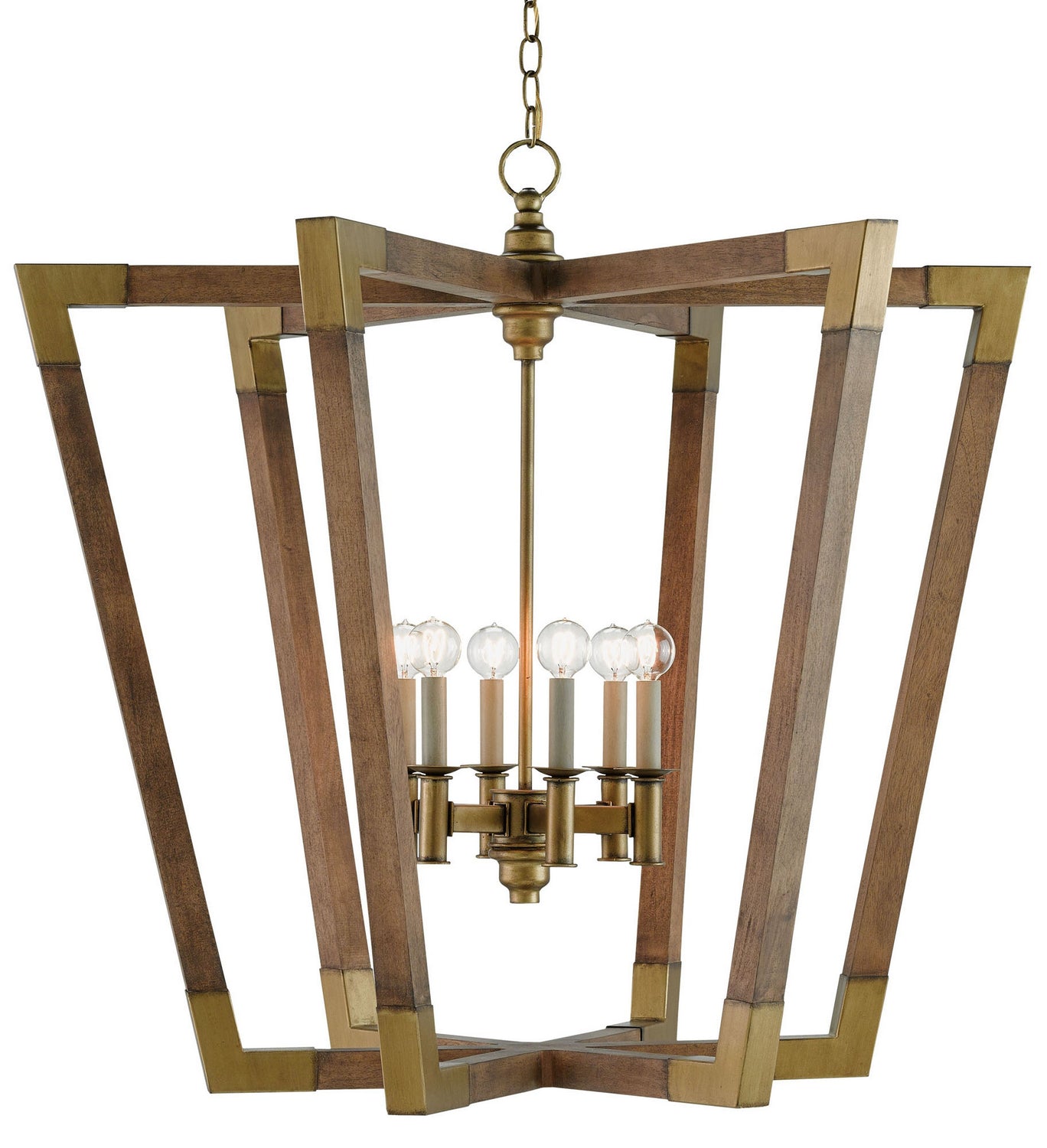 Six Light Lantern from the Bastian collection in Chestnut/Brass finish