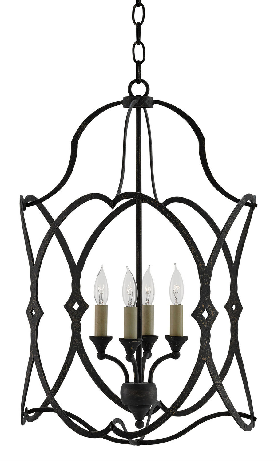 Four Light Lantern from the Charisma collection in French Black finish