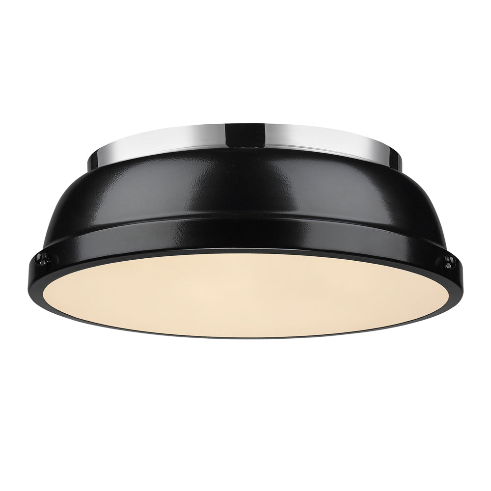 Golden - 3602-14 CH-BK - Two Light Flush Mount - Duncan CH - Chrome