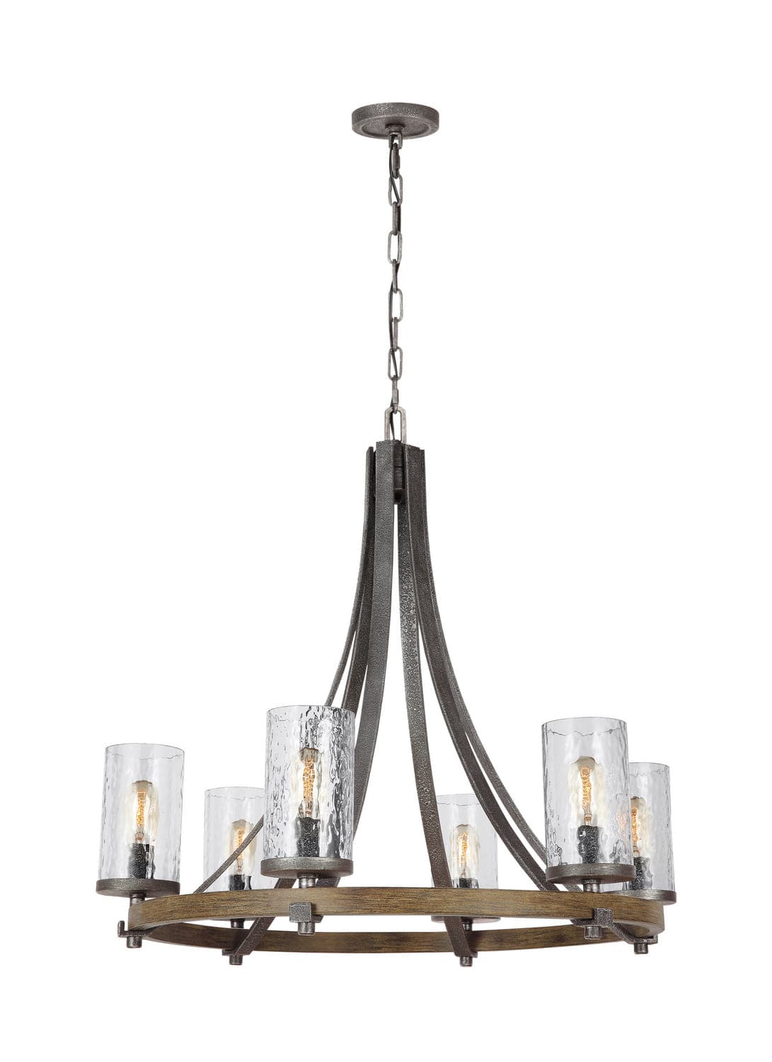 Visual Comfort Studio - F3134/6DWK/SGM - Six Light Chandelier - Angelo - Distressed Weathered Oak / Slate Grey Metal