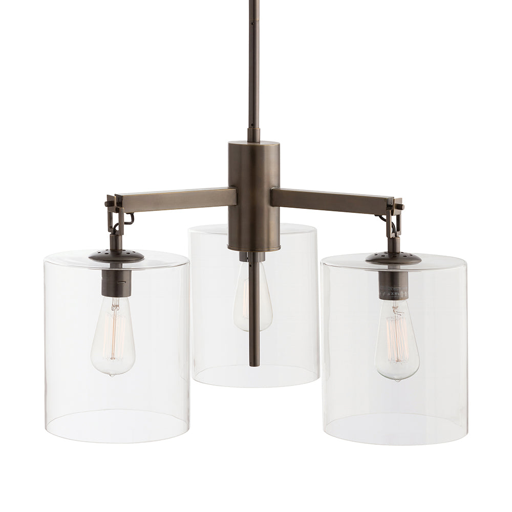 Three Light Chandelier from the Parrish collection in Antique Bronze/Clear Glass finish