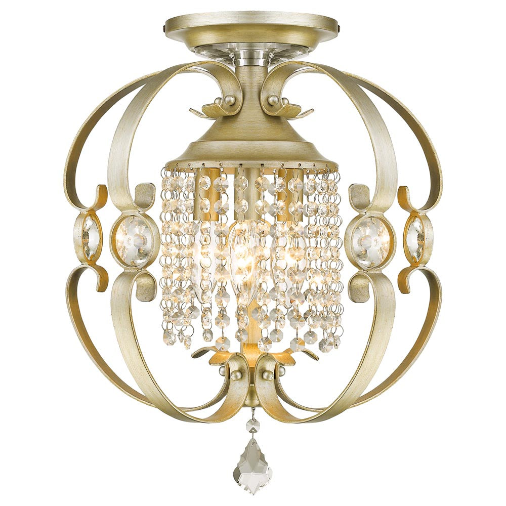 Golden - 1323-SF WG - Three Light Semi-Flush Mount - Ella - White Gold