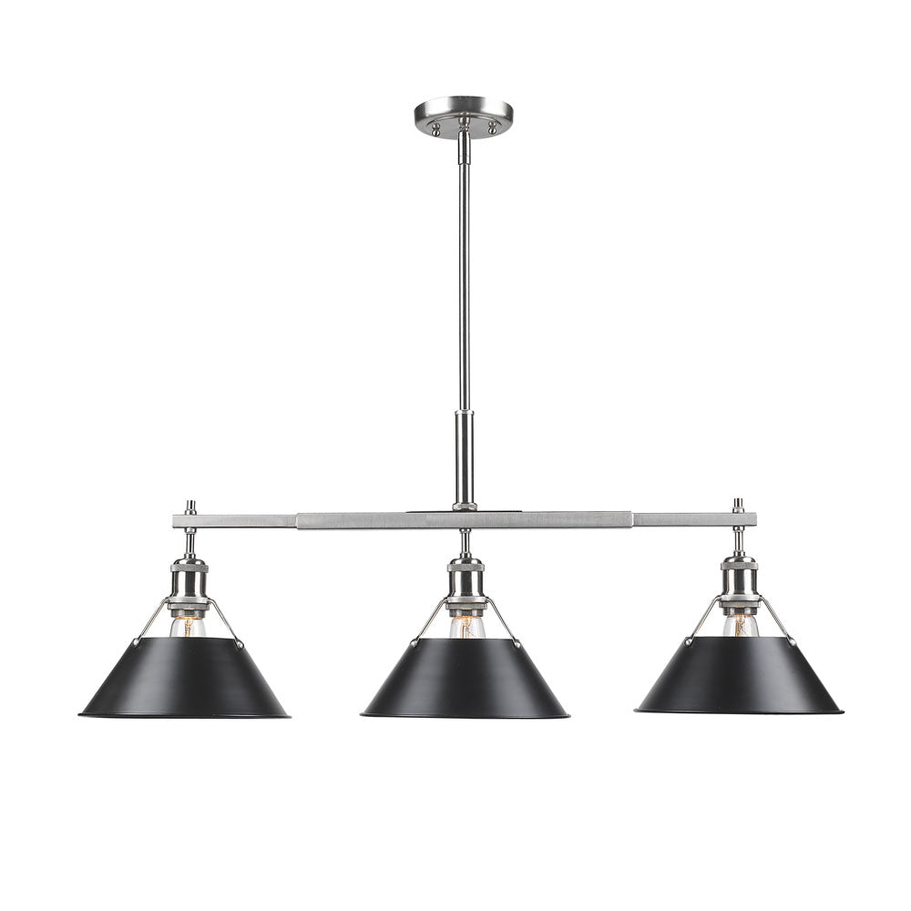 Golden - 3306-LP PW-BLK - Three Light Linear Pendant - Orwell PW - Pewter