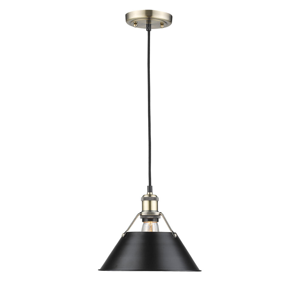 Golden - 3306-M AB-BLK - One Light Pendant - Orwell AB - Aged Brass