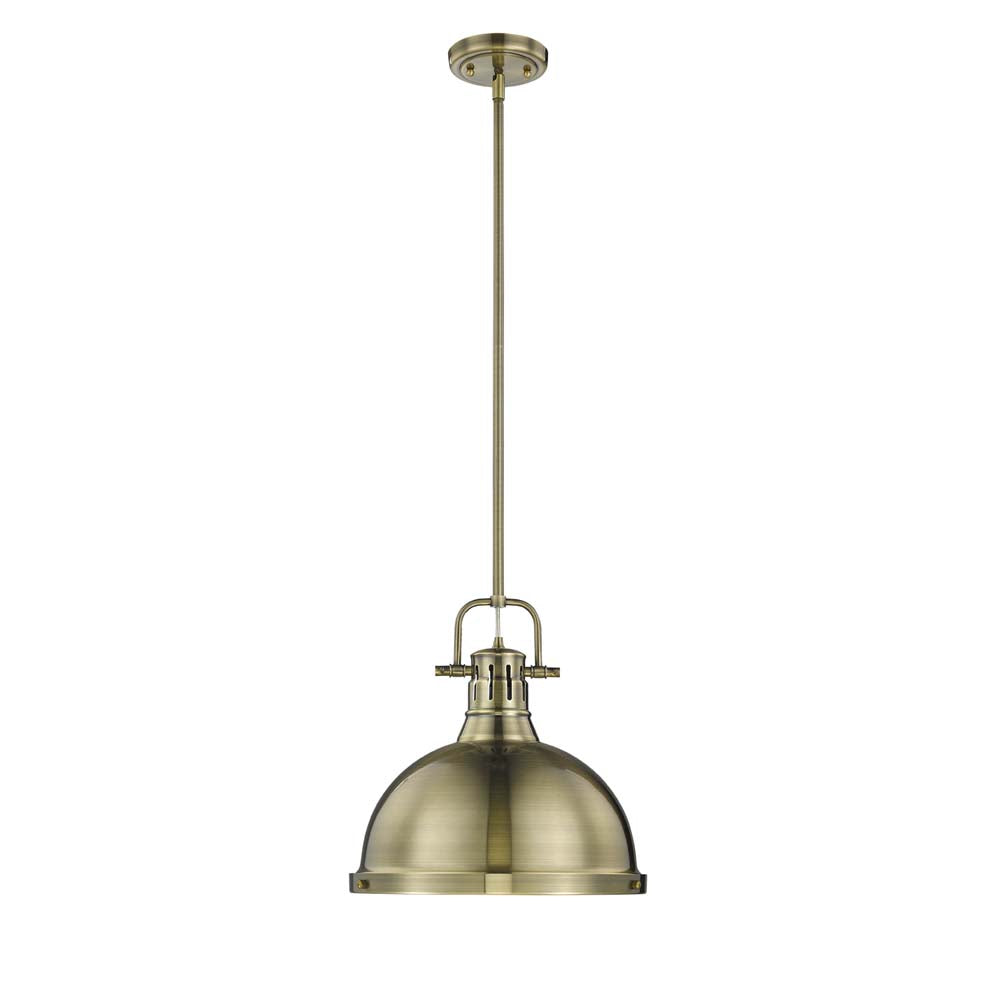 Golden - 3604-L AB-AB - One Light Pendant - Duncan AB - Aged Brass