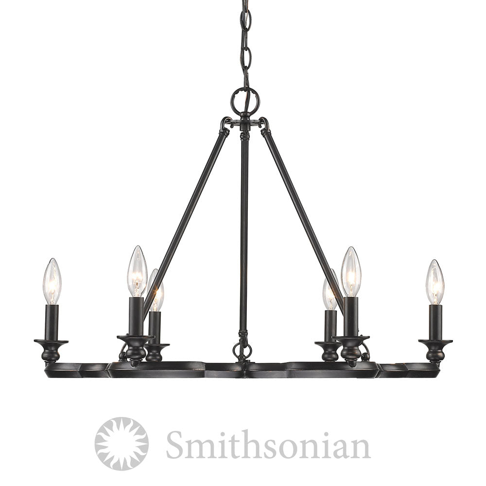 Golden - 5926-6 ABZ - Six Light Chandelier - Saxon - Aged Bronze