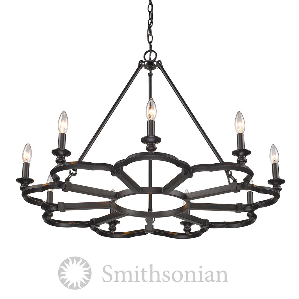 Golden - 5926-9 ABZ - Nine Light Chandelier - Saxon - Aged Bronze