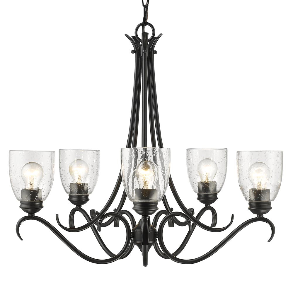 Golden - 8001-5 BLK-SD - Five Light Chandelier - Parrish - Matte Black