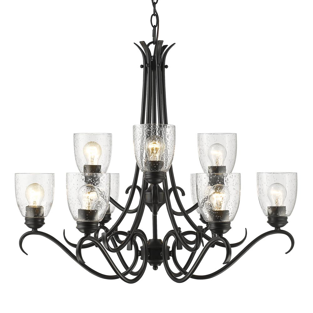 Golden - 8001-9 BLK-SD - Nine Light Chandelier - Parrish - Matte Black