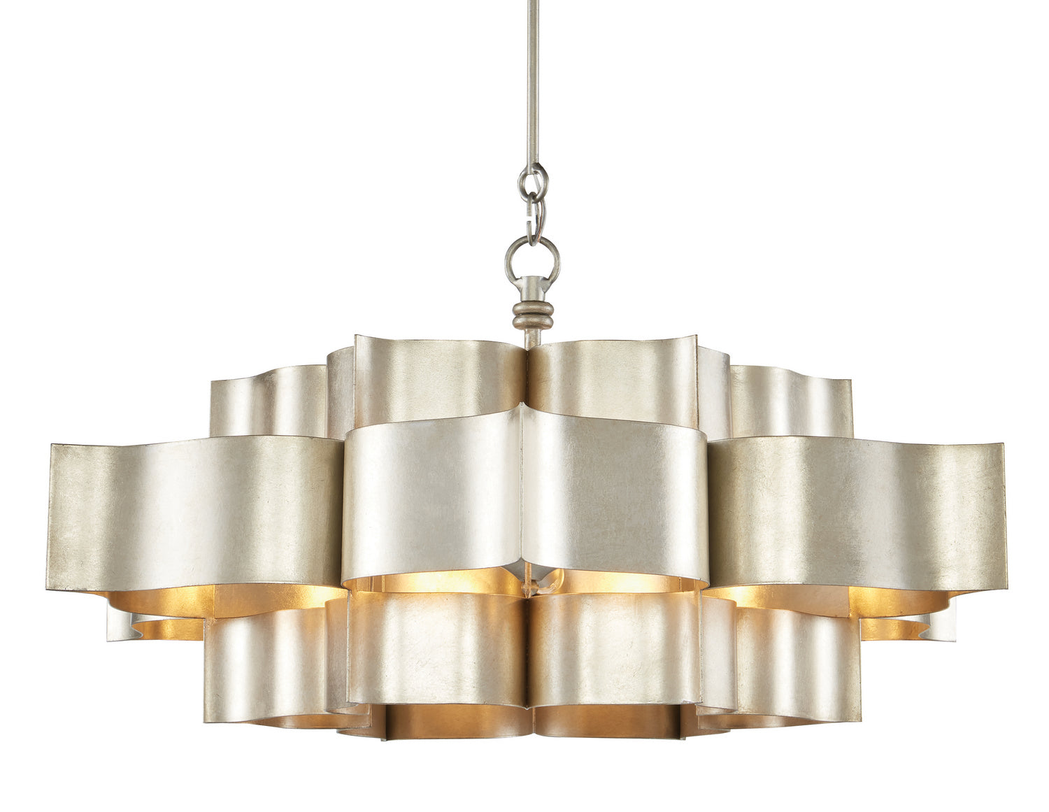 Six Light Chandelier from the Grand collection in Contemporary Silver Leaf finish