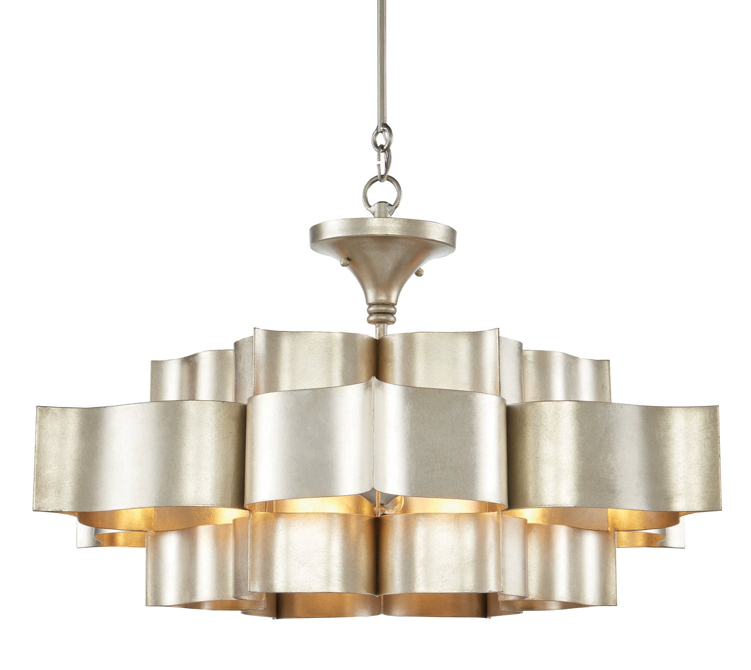 Six Light Chandelier from the Grand collection in Contemporary Silver Leaf finish