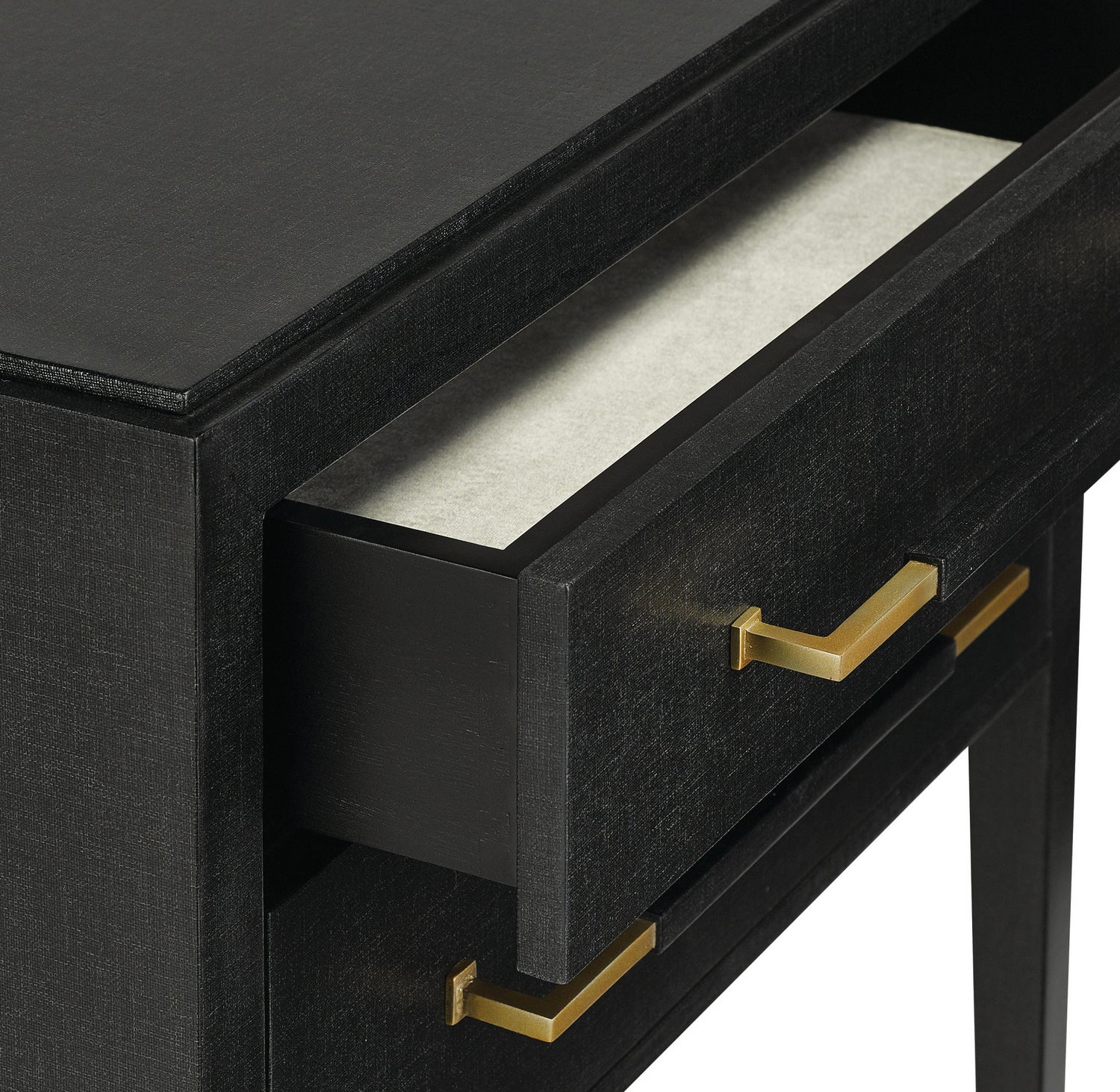 Nightstand from the Verona collection in Black Lacquered Linen/Champagne finish