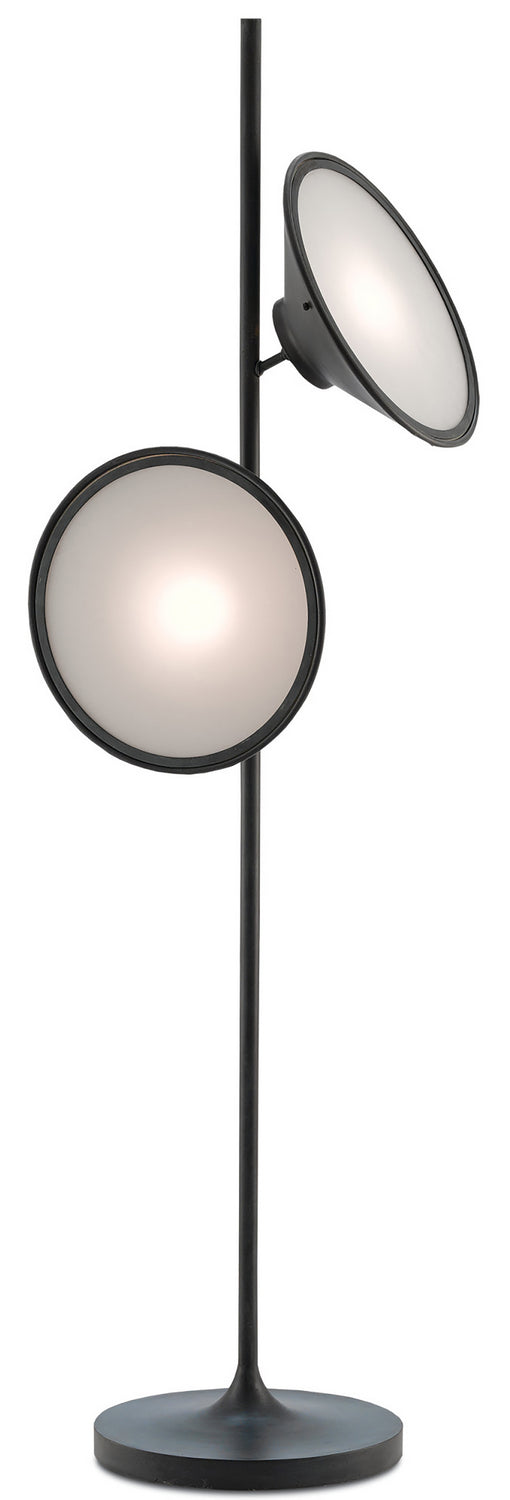 Two Light Floor Lamp from the Bulat collection in Antique Black/White Opaque finish