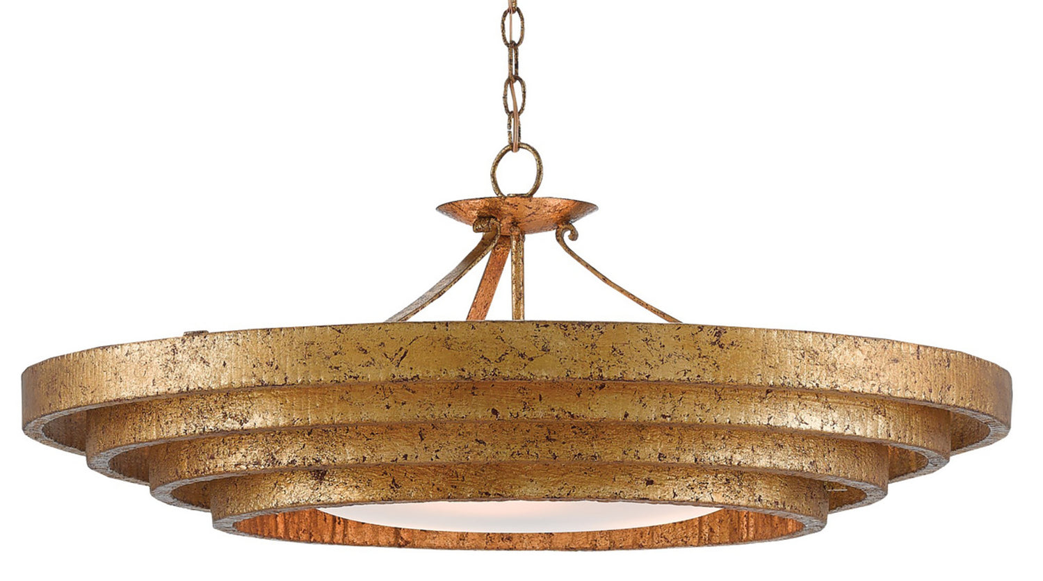 Three Light Chandelier from the Bunny Williams collection in Gold Leaf finish