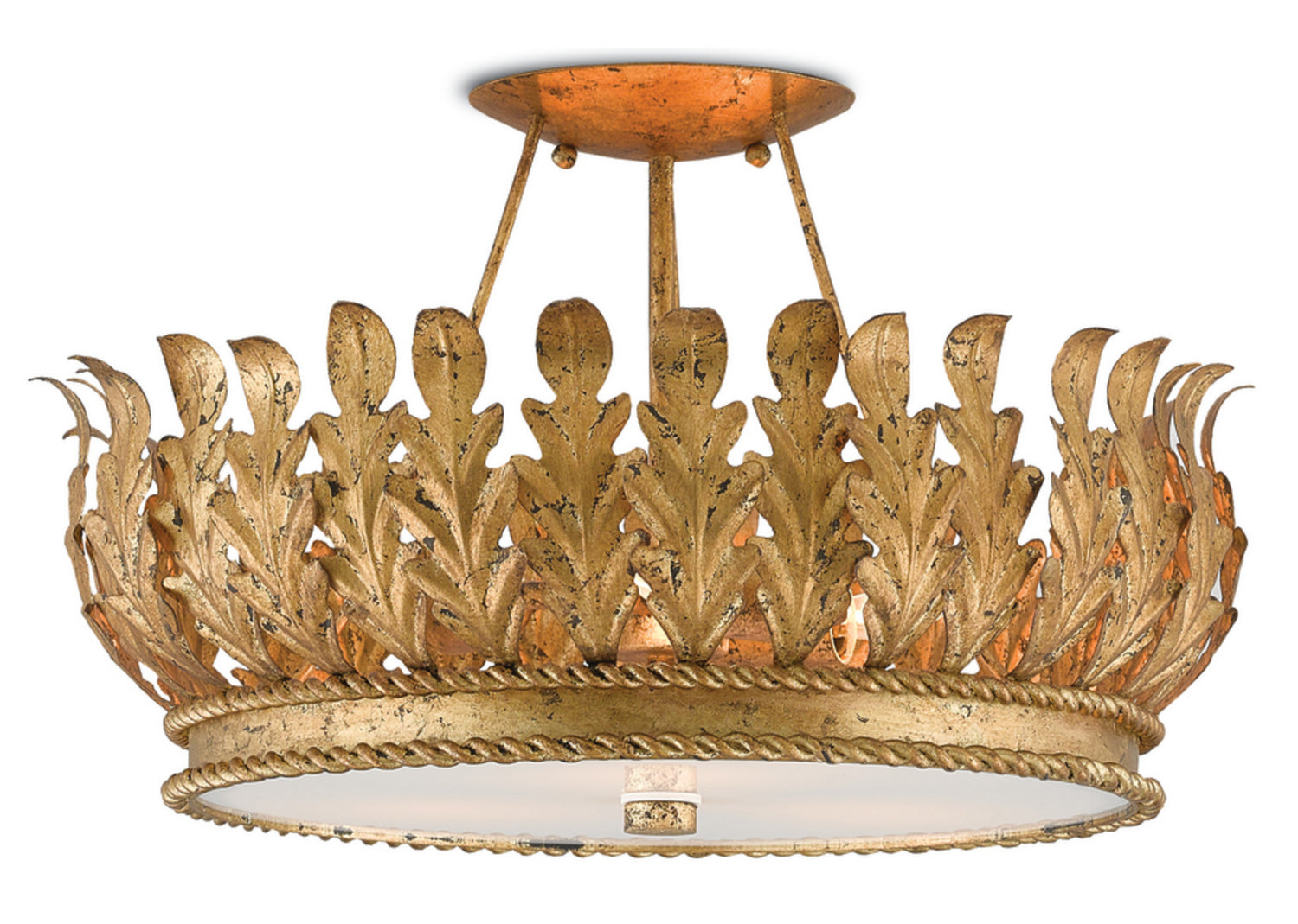 Three Light Semi-Flush Mount from the Bunny Williams collection in Gold Leaf finish