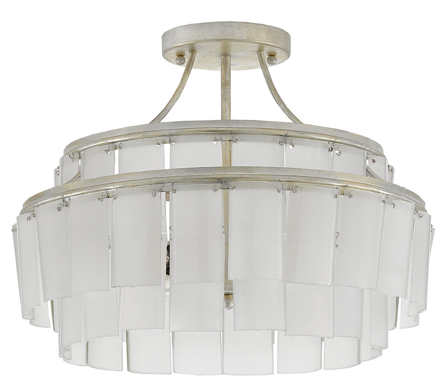 Three Light Semi-Flush Mount from the Vintner collection in Contemporary Silver Leaf/Opaque White finish