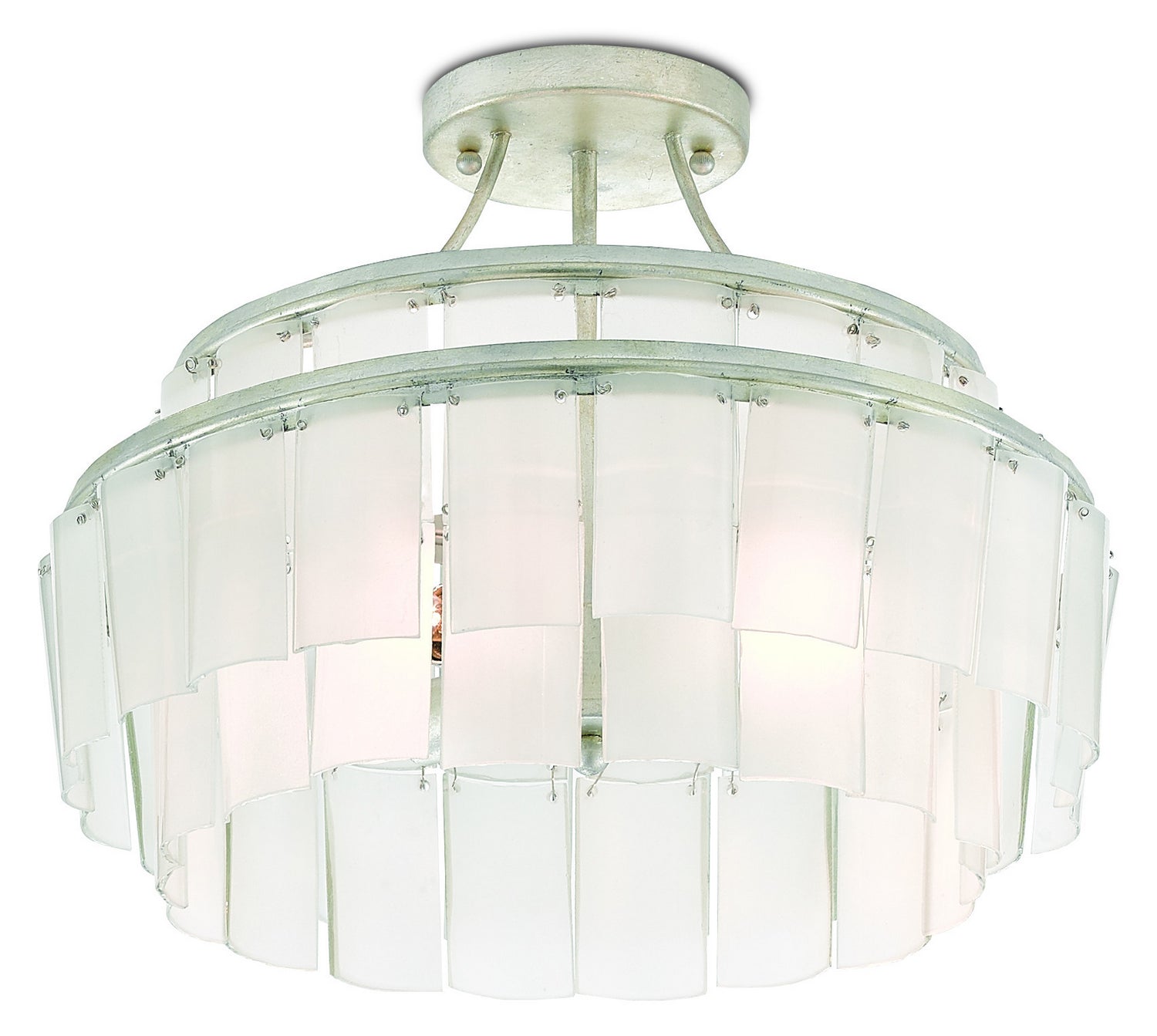 Three Light Semi-Flush Mount from the Vintner collection in Contemporary Silver Leaf/Opaque White finish