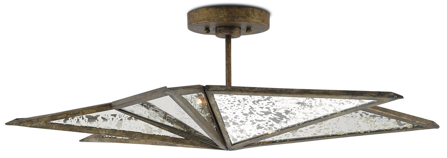 Three Light Semi-Flush Mount from the Stargazer collection in Pyrite Bronze/Raj Mirror finish