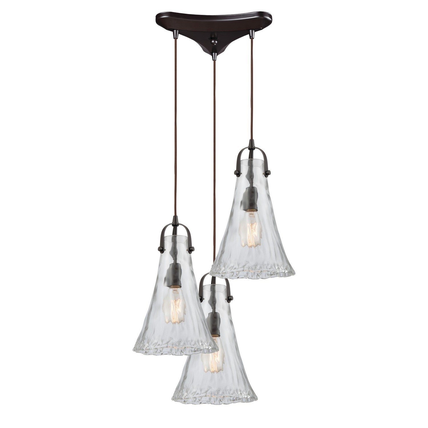 ELK Home - 10555/3 - Three Light Pendant - Hand Formed Glass - Oil Rubbed Bronze