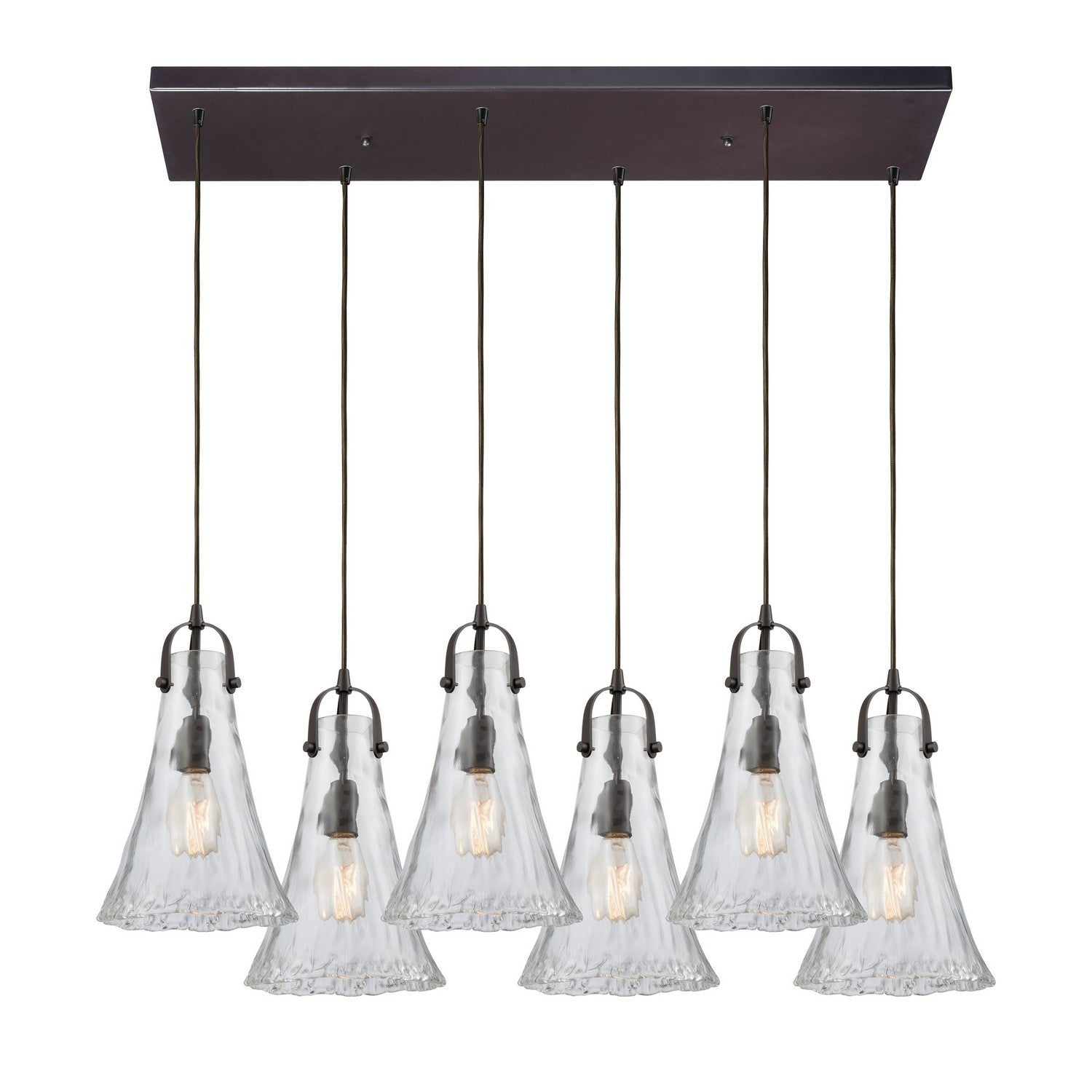 ELK Home - 10555/6RC - Six Light Pendant - Hand Formed Glass - Oil Rubbed Bronze