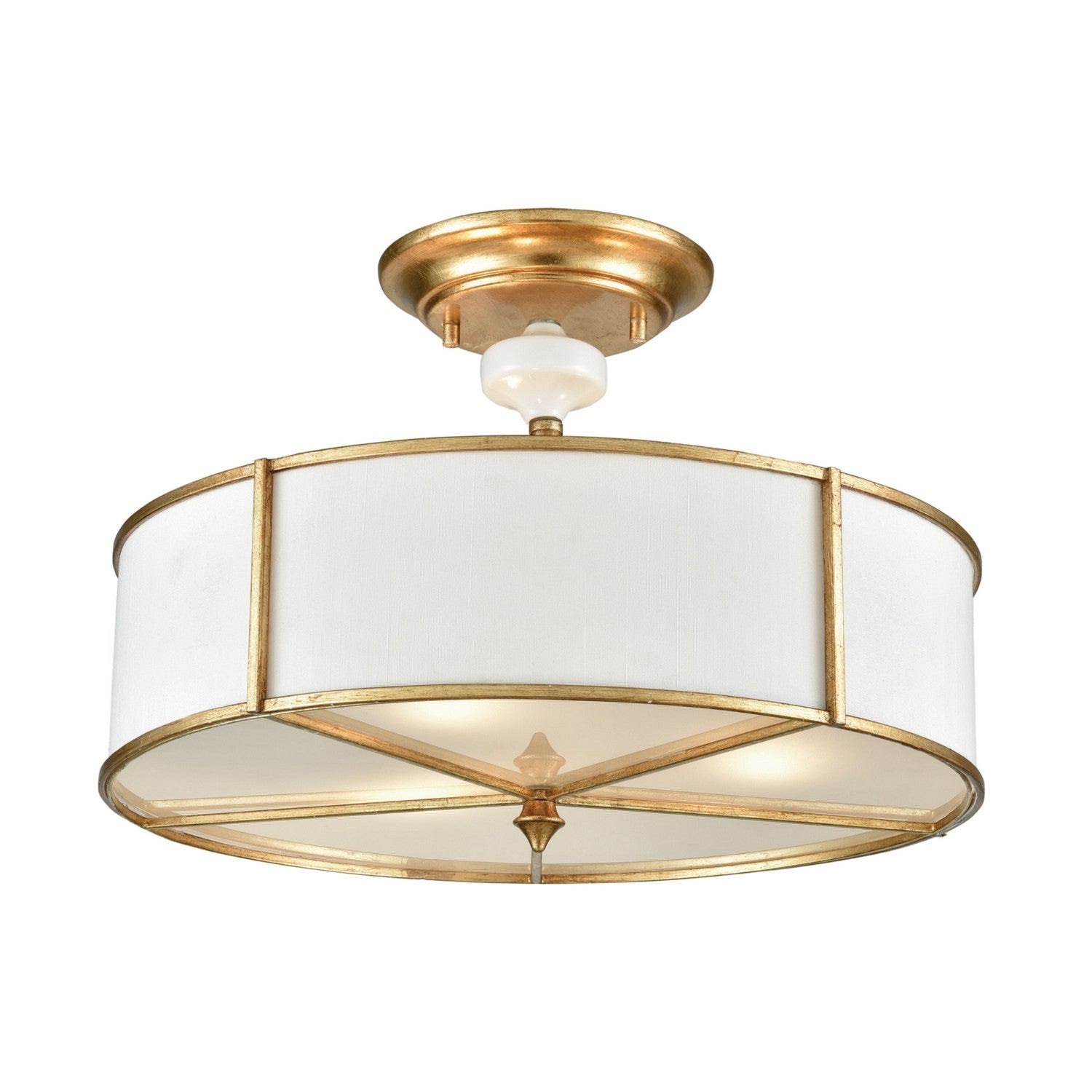 ELK Home - 33052/3 - Three Light Semi Flush Mount - Ceramique - Antique Gold Leaf