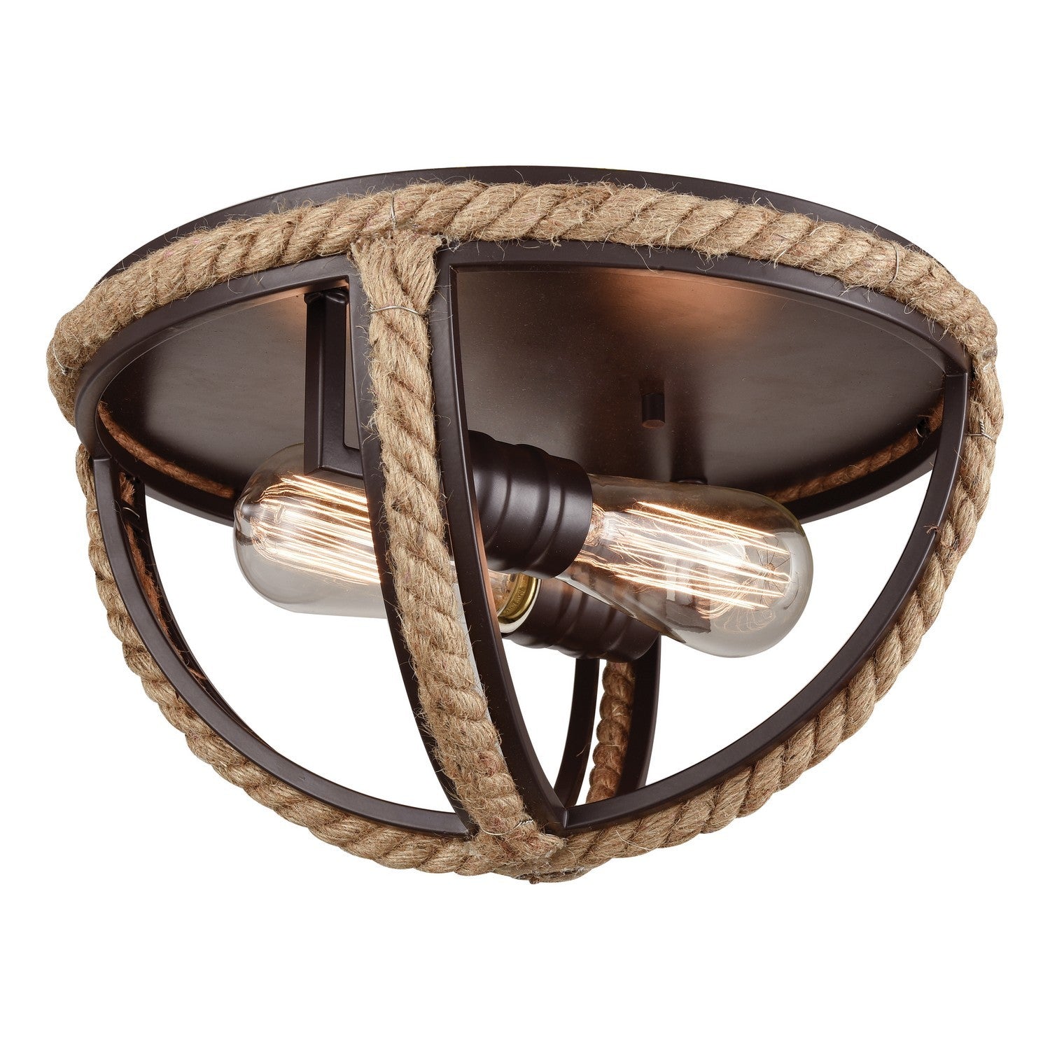 ELK Home - 63062-2 - Two Light Flush Mount - Natural Rope - Oil Rubbed Bronze