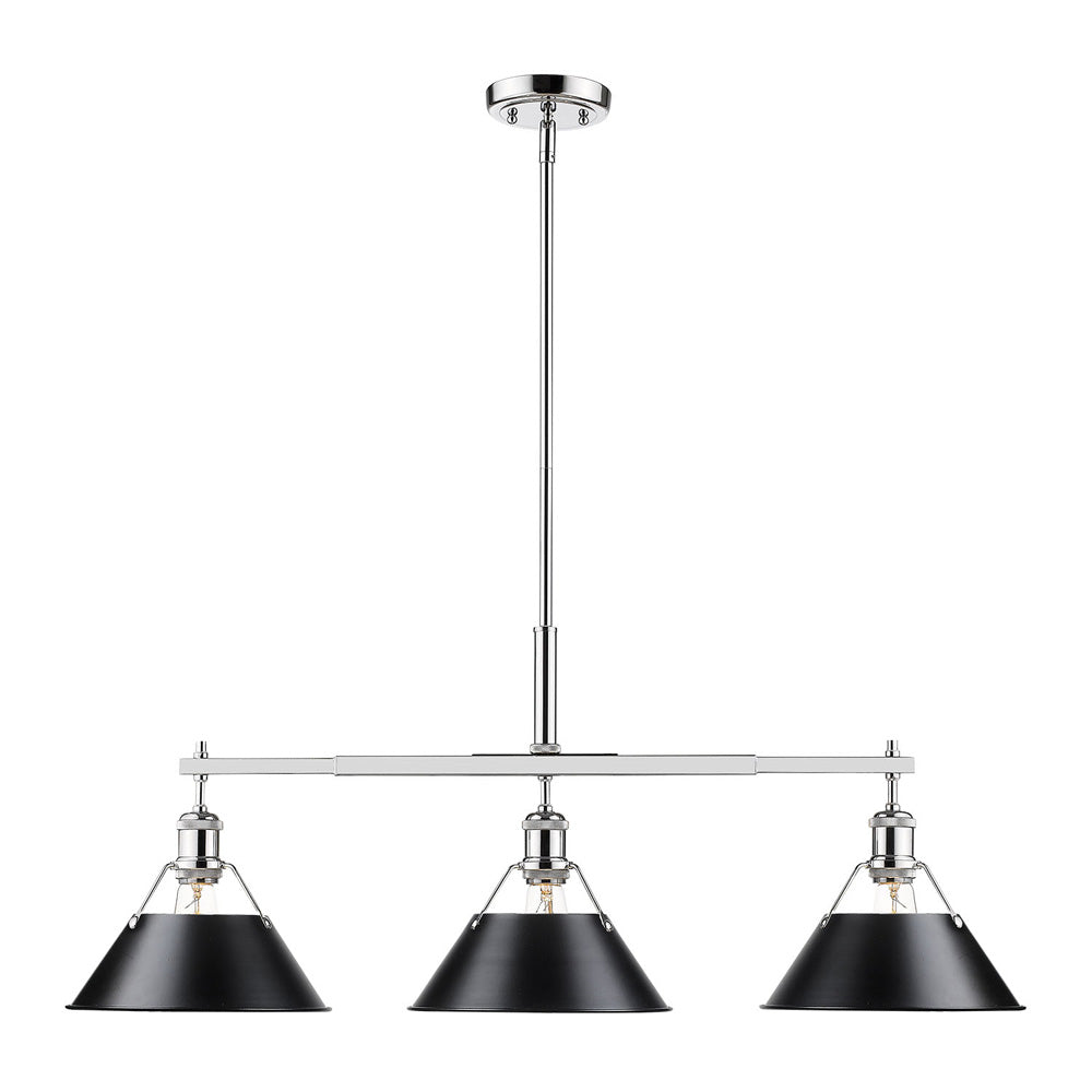 Golden - 3306-LP CH-BLK - Three Light Linear Pendant - Orwell CH - Chrome