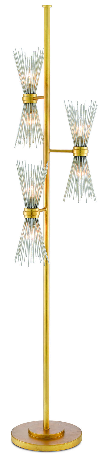 Six Light Floor Lamp from the Novatude collection in Antique Gold Leaf/Contemporary Silver Leaf finish