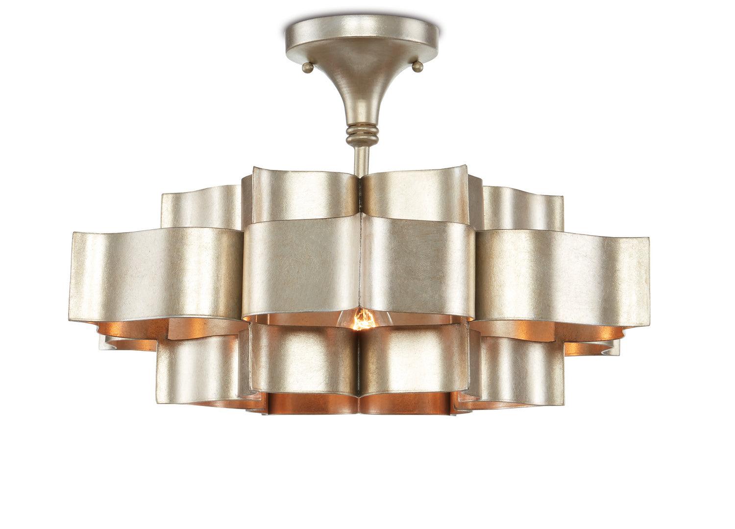 One Light Chandelier from the Grand collection in Contemporary Silver Leaf finish