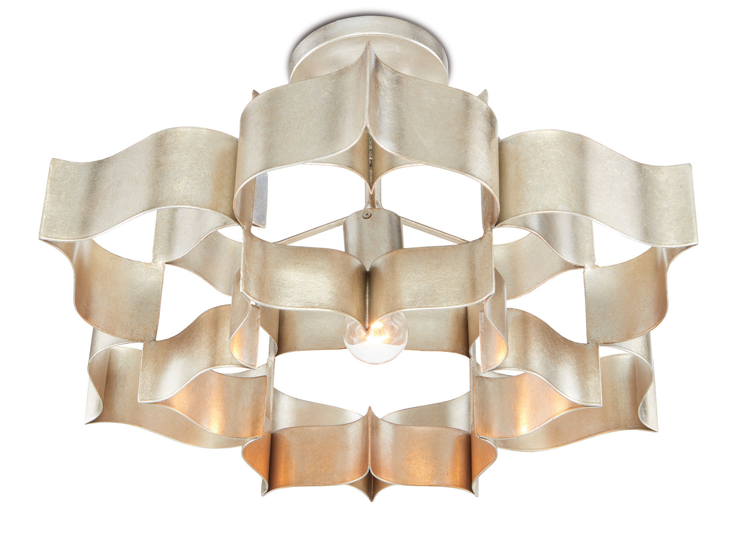 One Light Chandelier from the Grand collection in Contemporary Silver Leaf finish