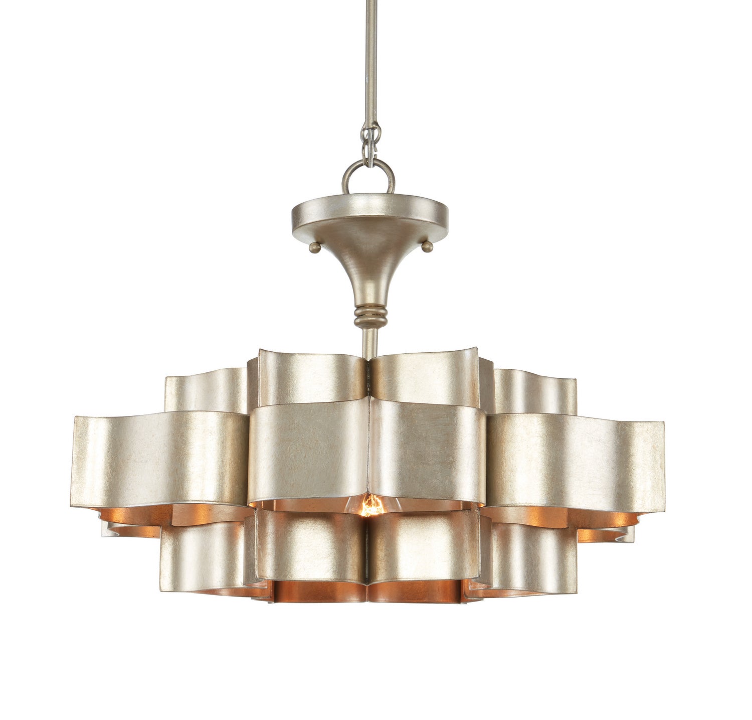 One Light Chandelier from the Grand collection in Contemporary Silver Leaf finish