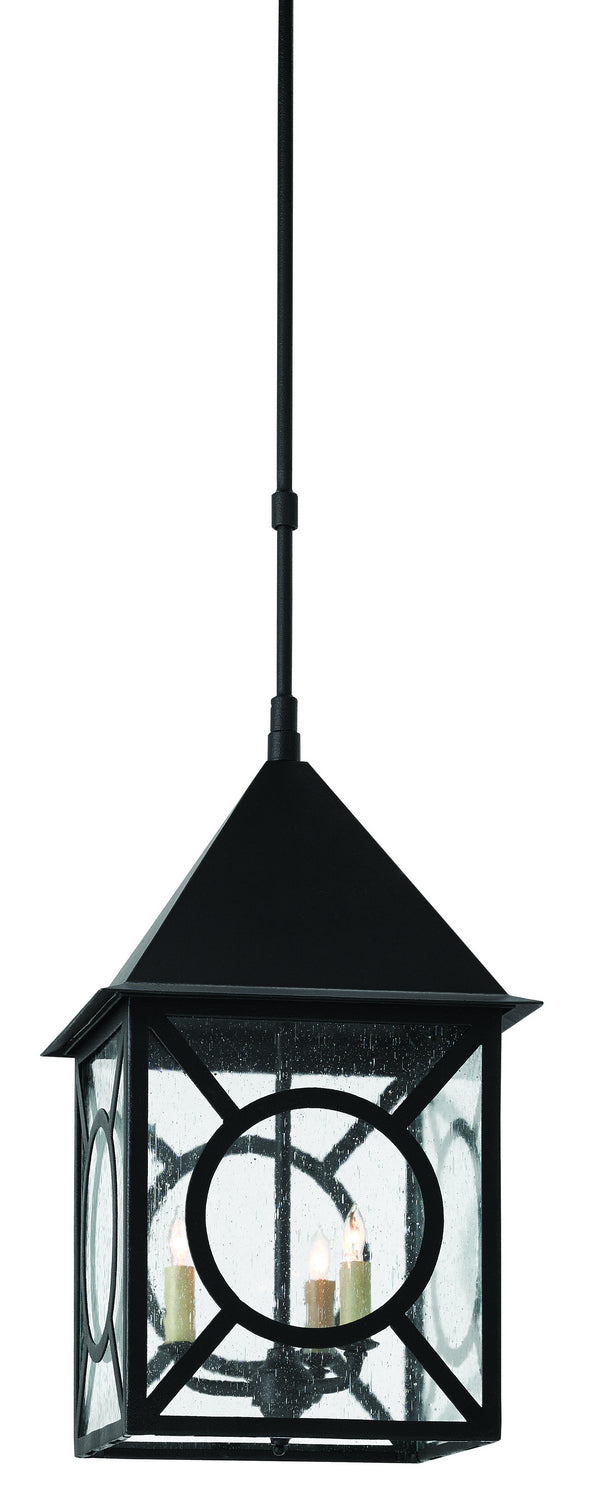 Three Light Outdoor Lantern from the Ripley collection in Midnight finish