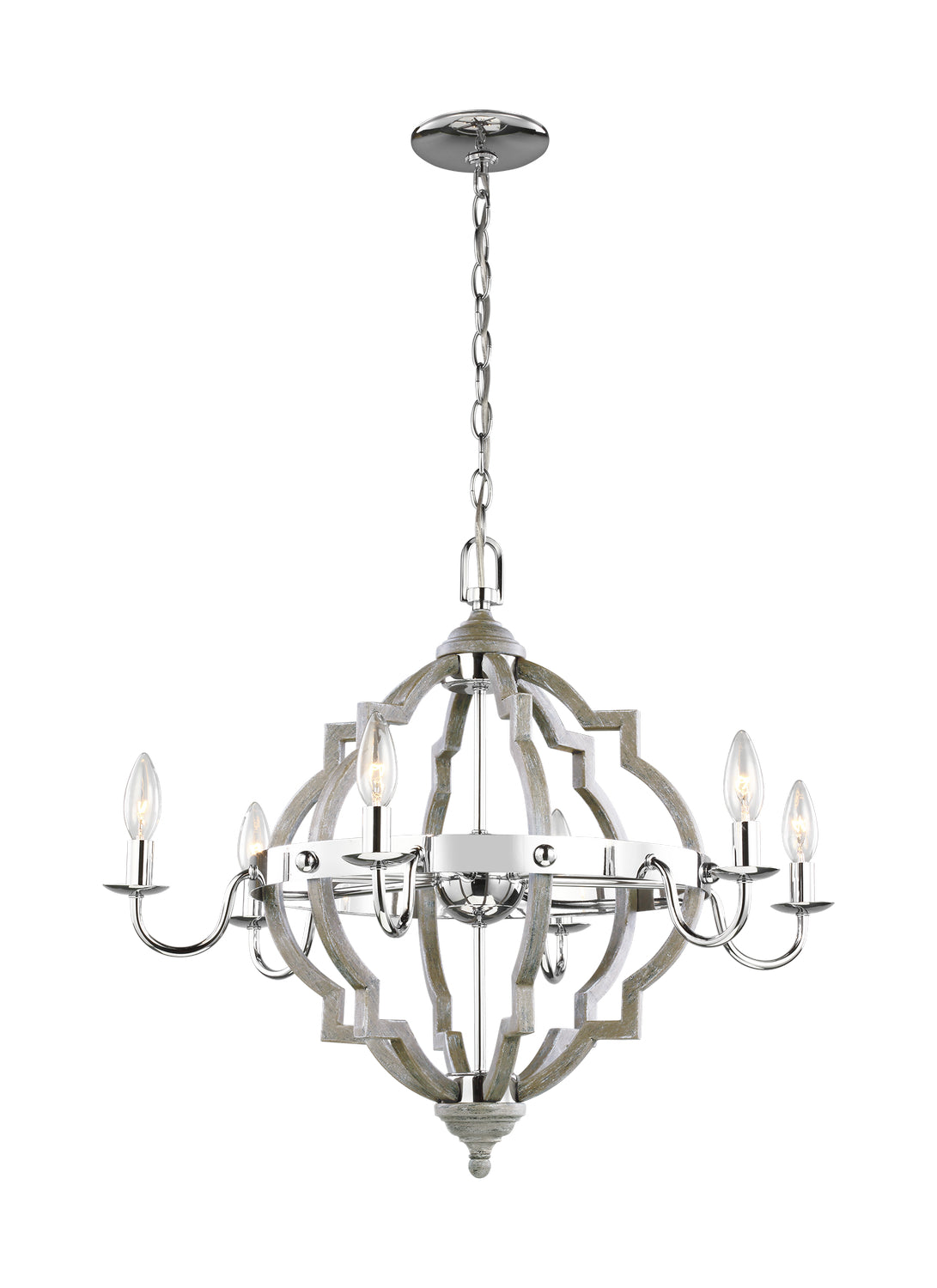 Generation Lighting. - 3124906-872 - Six Light Chandelier - Socorro - Washed Pine