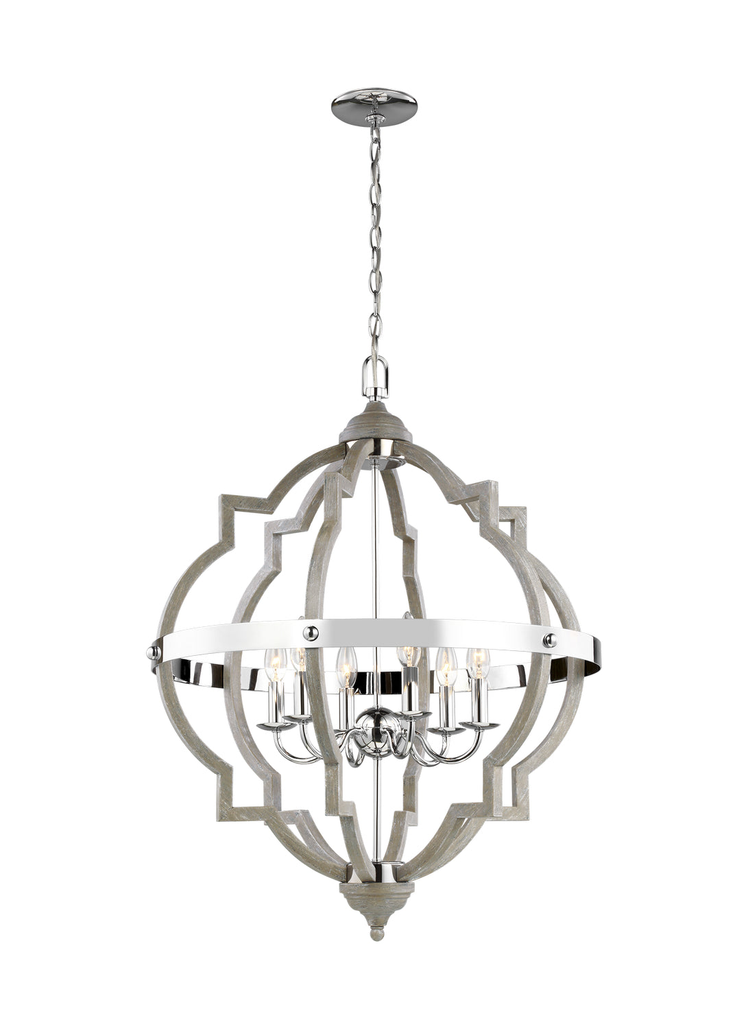 Generation Lighting. - 5124906-872 - Six Light Hall / Foyer Pendant - Socorro - Washed Pine