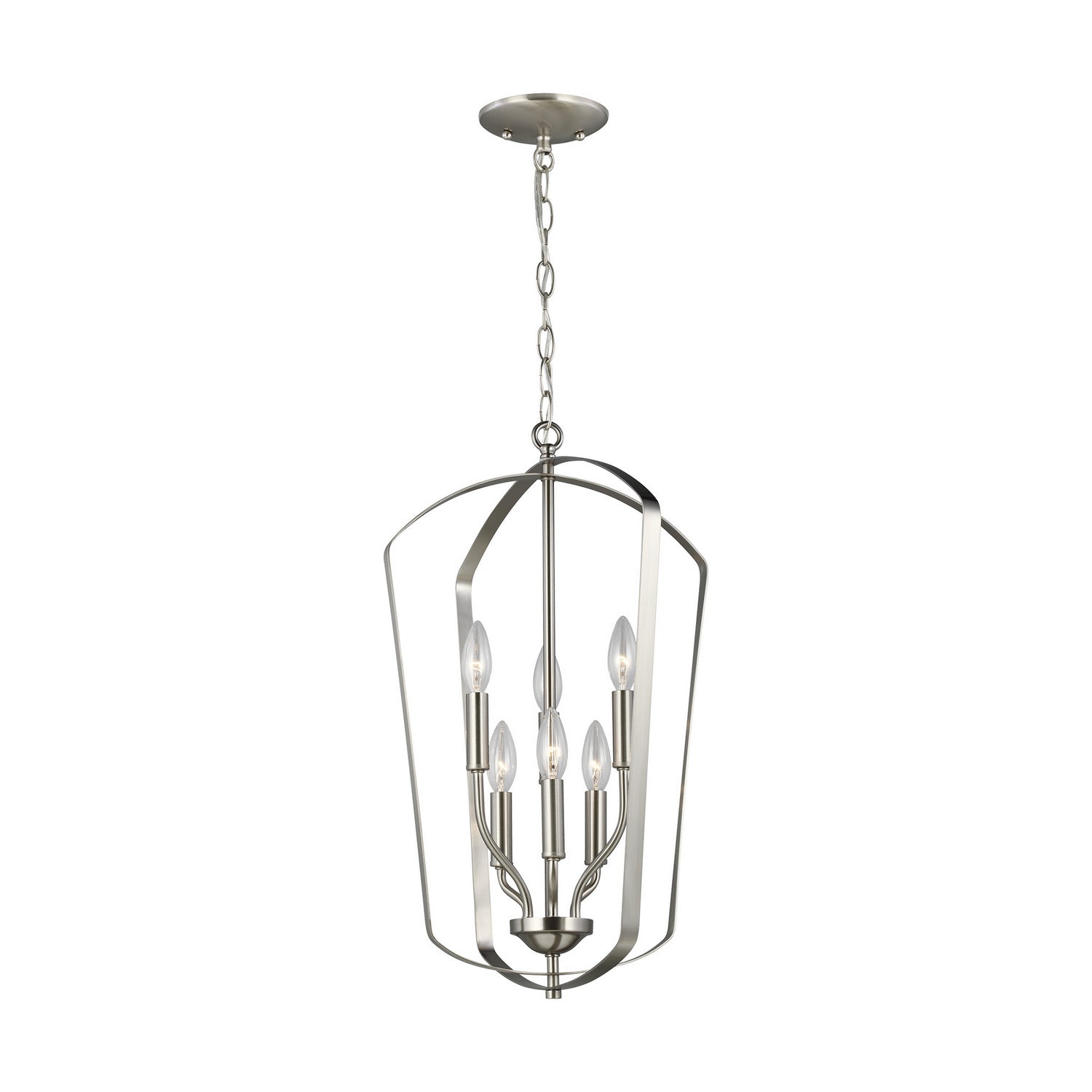 Generation Lighting. - 5134906-962 - Six Light Hall / Foyer Pendant - Romee - Brushed Nickel