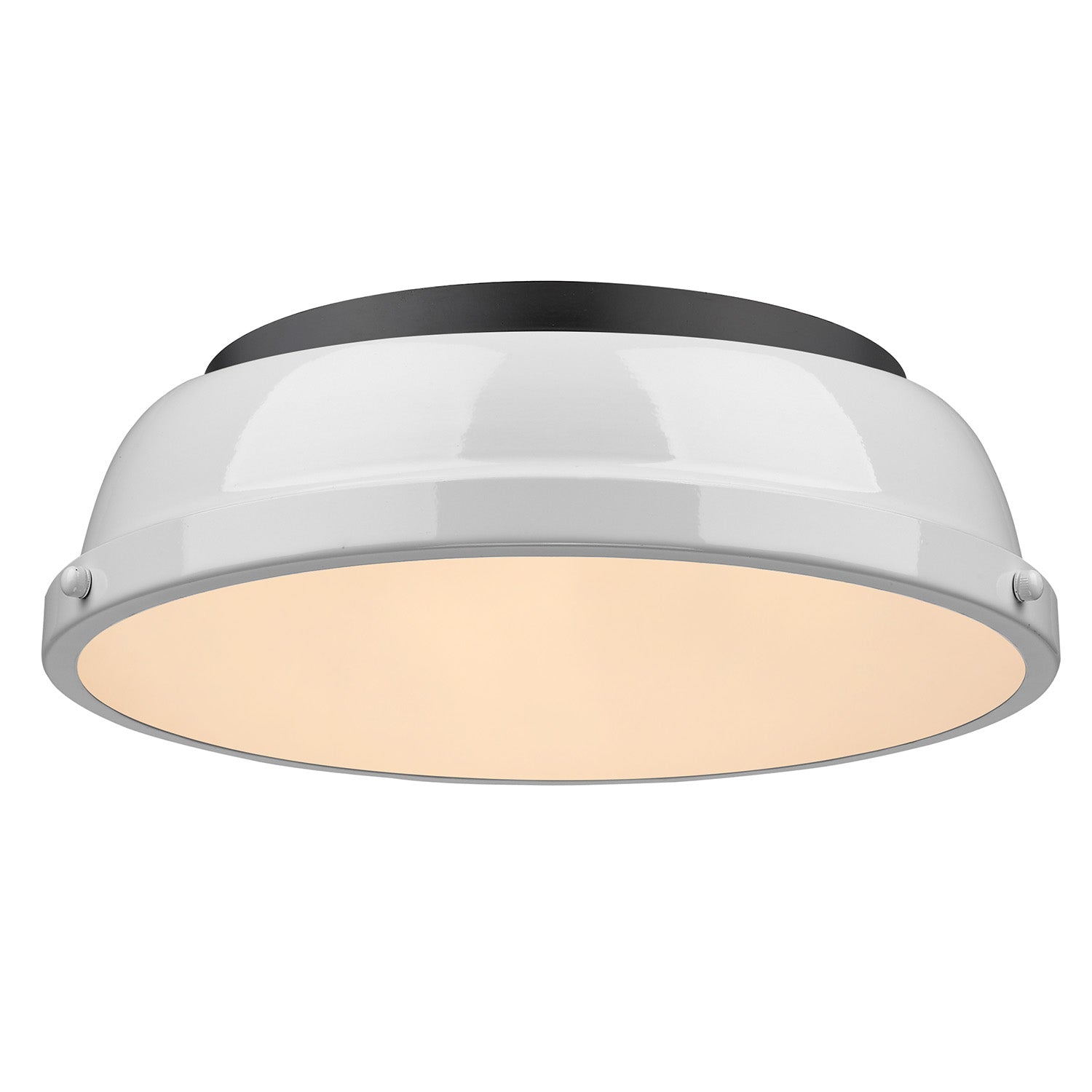 Golden - 3602-14 BLK-WH - Two Light Flush Mount - Duncan BLK - Matte Black