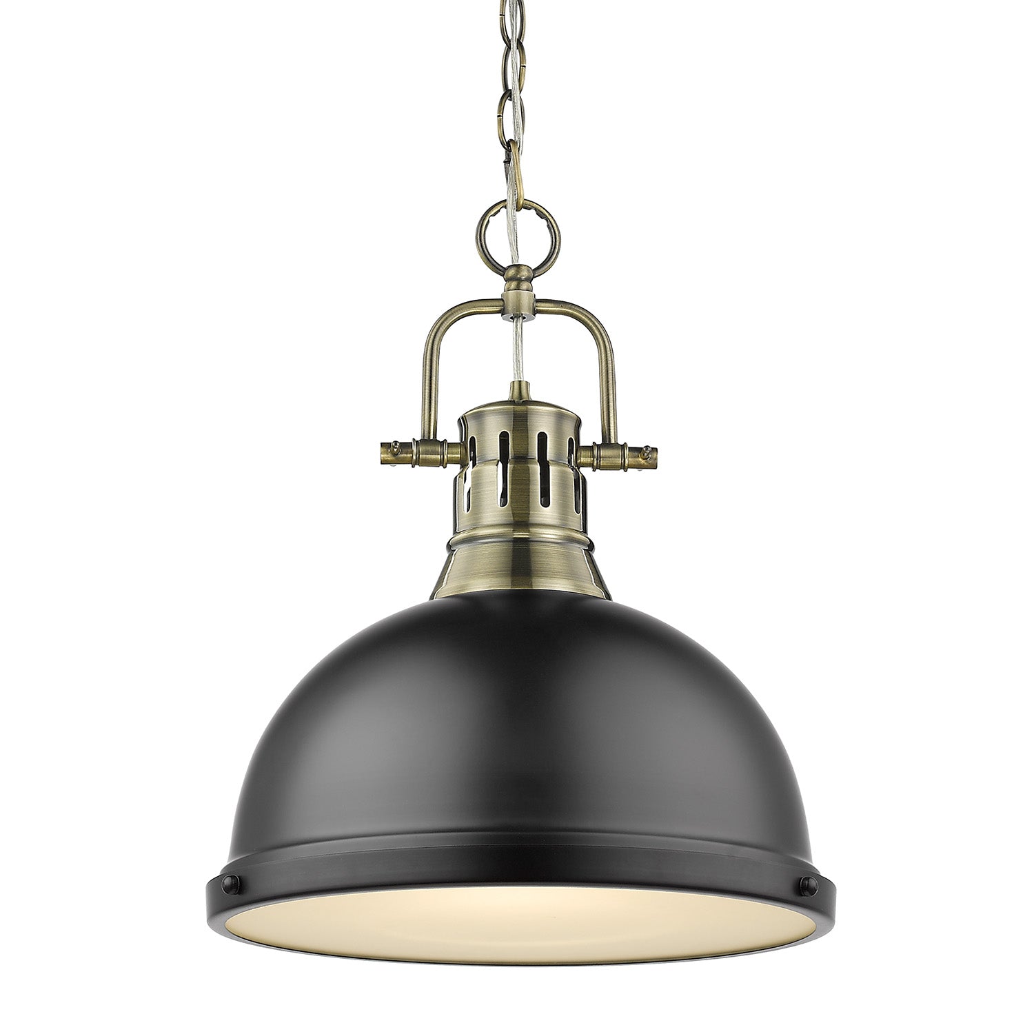 Golden - 3602-L AB-BLK - One Light Pendant - Duncan AB - Aged Brass